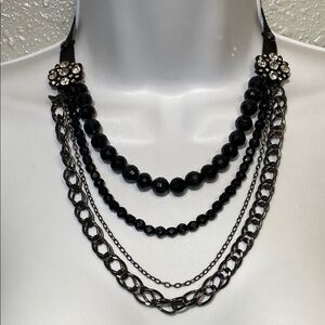 Lucky Brand Black Layered Necklace with Beads